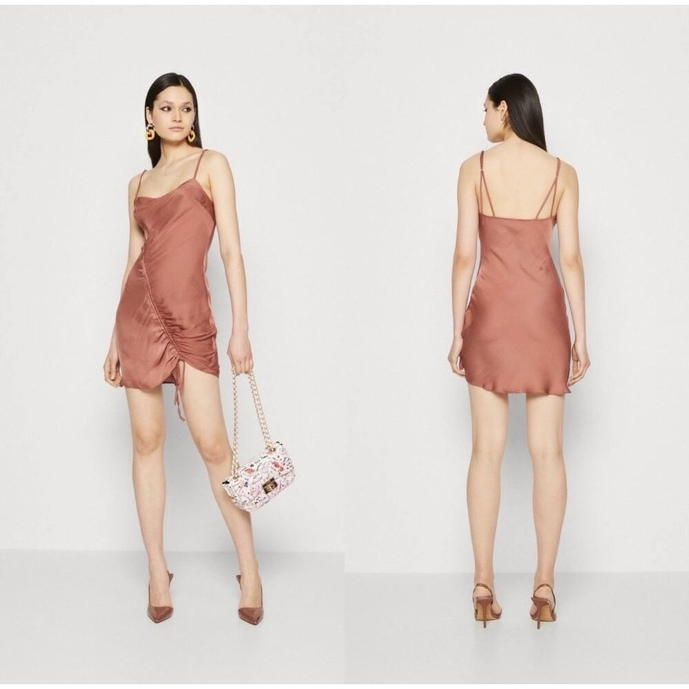 NWOT Free People Be My Mini Slip Dress Wind Blush Silky Ruched Romantic Sexy L